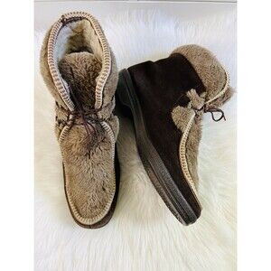 Yodelers Brown Suede Faux Fur Lined Lace Up Boots Sz 10 Après Ski Made in USA